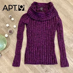 🔥2 for$10🔥 NWOT Apt.9 Purple and Black Heathered Sweather w/ Small Cowl Neck